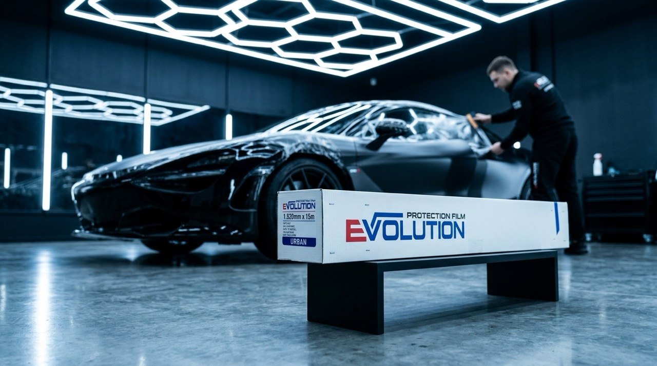 Установка плёнки EVOLUTION на спорткар в детейлинг-студии